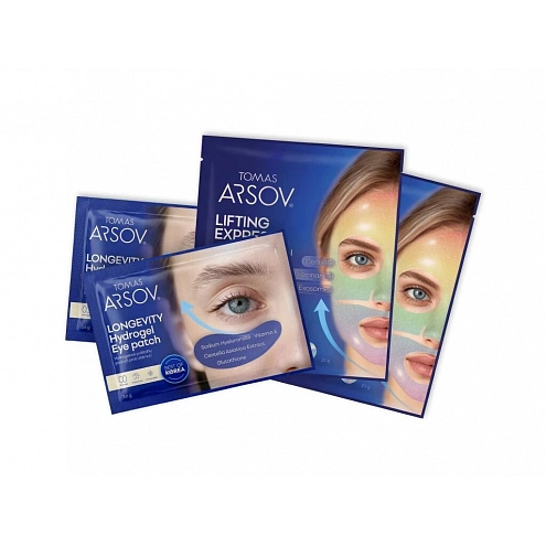 Tomas Arsov 2x Longevity Hydrogel Eye Patches & 2x Lifting Express Hydrogel Mask Set