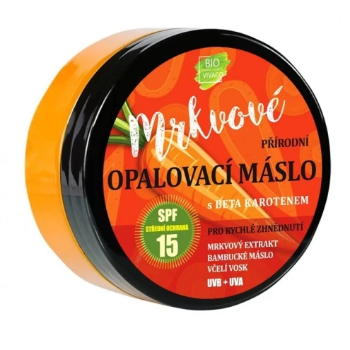 VIVACO 100% Přírodní opalovací máslo s mrkvovým extraktem SPF 15 150ml