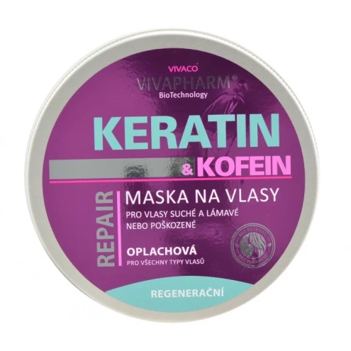 VIVACO Keratinová maska na vlasy s kofeinem VIVAPHARM 200 ml VIVACO Keratinová maska na vlasy s kofeinem VIVAPHARM 200 ml