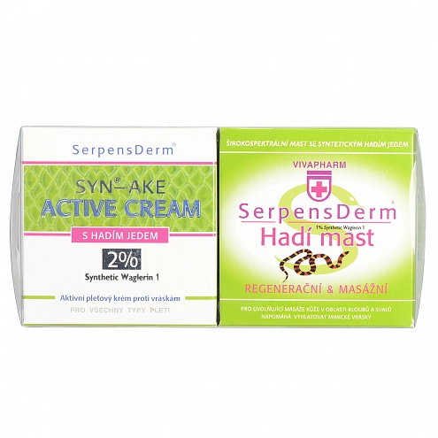 VIVACO Serpens Derm širokospektrální mast s hadím jedem 75 ml + a pleťový krém proti vráskám s hadím jedem 50 ml dárková sada