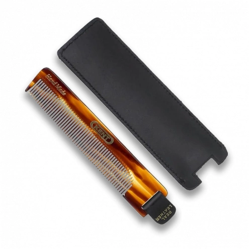 Kent Handmade Pocket Comb with Leather Case 112 mm Kent Handmade Pocket Comb with Leather Case 112 mm