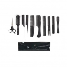 Bifull Set of 8 Combs, Scissors, Razor and Case Black