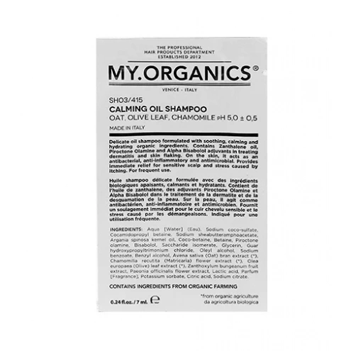 MY.ORGANICS Calming Oil Shampoo 7 ml vzorek MY.ORGANICS Calming Oil Shampoo 7 ml vzorek