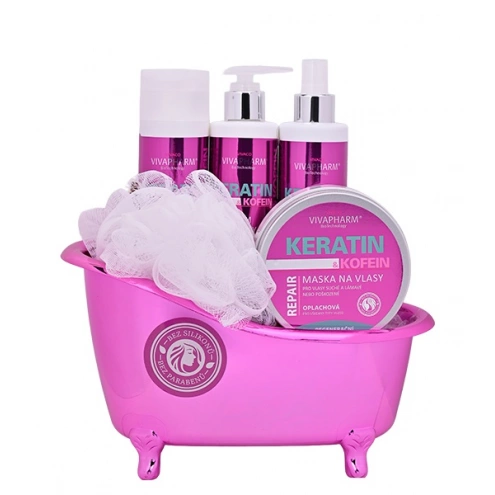 VIVACO Dárková vanička vlasové péče s keratinem a kofeinem