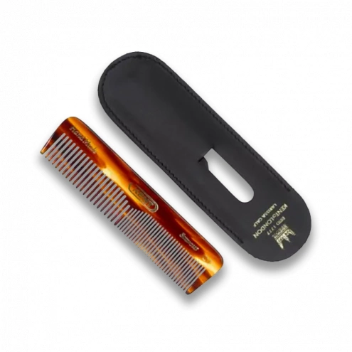 Kent Handmade Pocket Comb with Nail File in Leather Case 112 mm Kent Handmade Pocket Comb with Nail File in Leather Case 112 mm