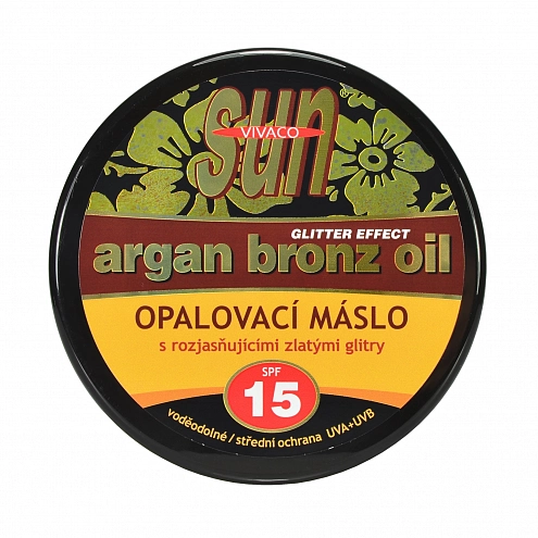 VIVACO Opalovací máslo Glitter effect s BIO arganovým olejem SPF 15 SUN 200 ml VIVACO Opalovací máslo Glitter effect s BIO arganovým olejem SPF 15 SUN 200 ml