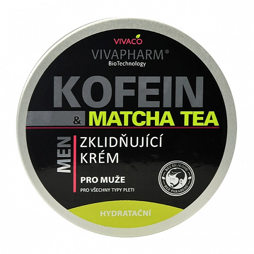 VIVACO Zklidňující krém pro muže Kofein a Matcha Tea VIVAPHARM 200 ml VIVACO Zklidňující krém pro muže Kofein a Matcha Tea VIVAPHARM 200 ml