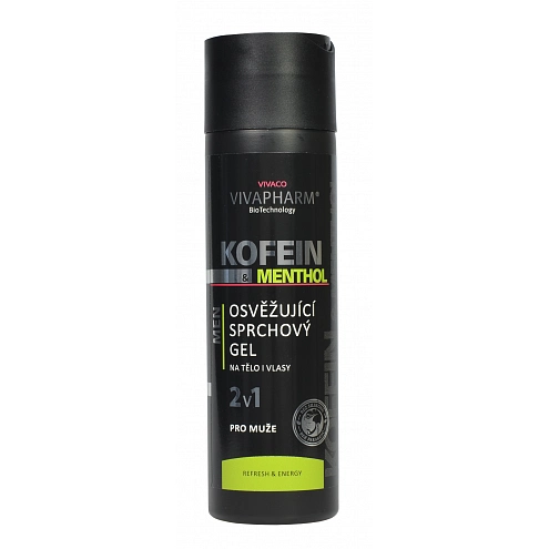 VIVACO Kofeinový sprchový gel 2v1 s mentholem pro muže VIVAPHARM 200 ml VIVACO Kofeinový sprchový gel 2v1 s mentholem pro muže VIVAPHARM 200 ml
