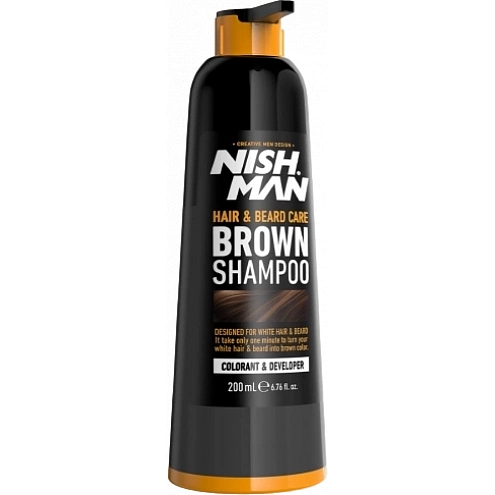 NishMan Hair and Beard Coloring Shampoo Brown 200 ml
