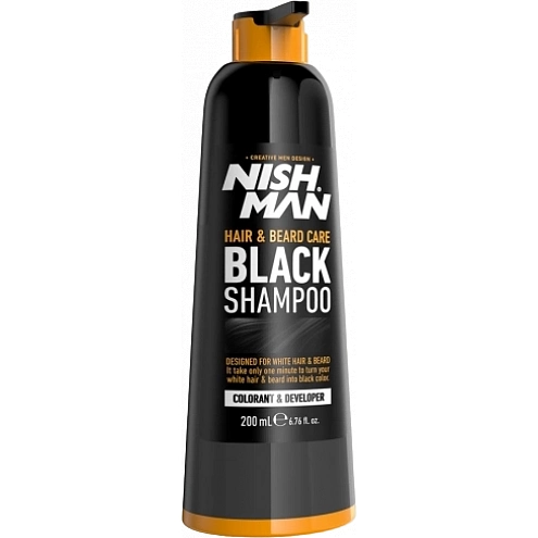 NishMan Hair and Beard Coloring Shampoo Black 200 ml
