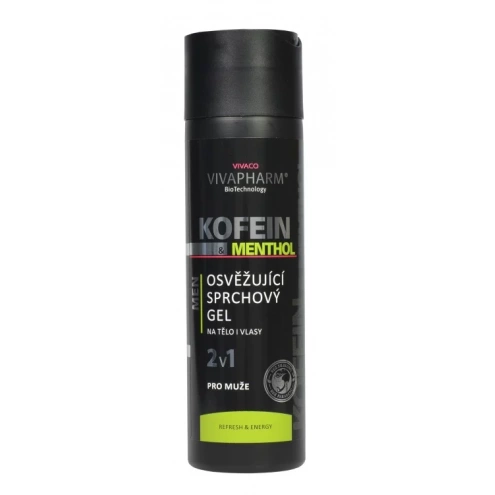 VIVACO Kofeinový sprchový gel 2v1 s mentholem pro muže VIVAPHARM 200 ml VIVACO Kofeinový sprchový gel 2v1 s mentholem pro muže VIVAPHARM 200 ml