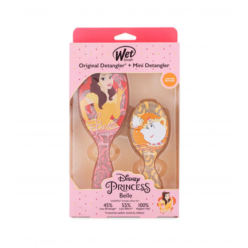 Wet Brush Disney Princess Belle Kit dárková sada kartáč na vlasy Original Detangler + kartáč na vasy Mini Detangler